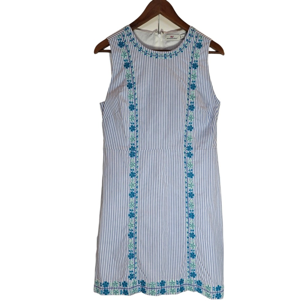 VINEYARD VINES Pop Embroidered Floral Shift Sleeveless Lined Dress Women's Sz 4